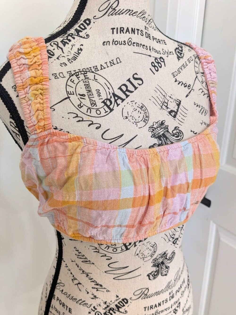 AMERICAN EAGLE | Women's Multicolored  Woven Plaid Cropped Bra Cami